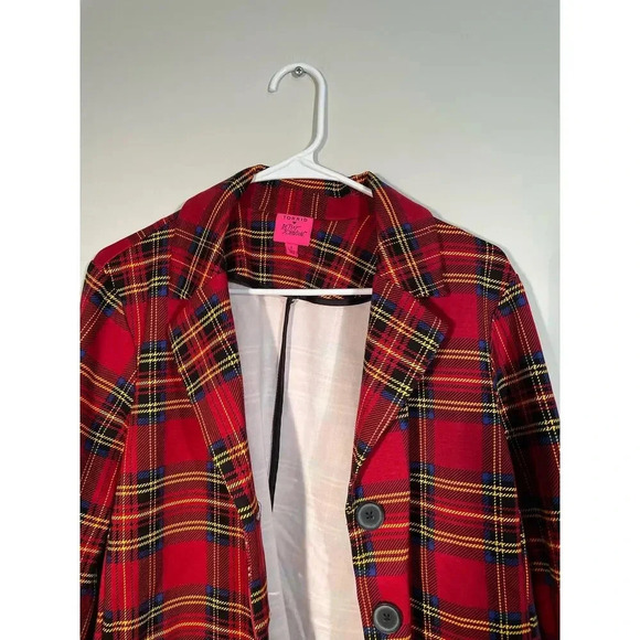Torrid x Betsey Johnson Red Plaid Premium Ponte Blazer Size 1 - Picture 3 of 8
